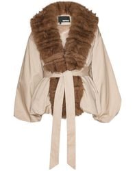 ROTATE BIRGER CHRISTENSEN - Voluminous Jacket With Plush Fur Collar - Lyst
