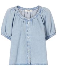 FRAME - The Resort Cotton And Lyocell-Blend Chambray Blouse - Lyst