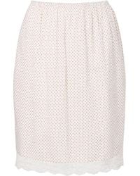 Posse - Marlowe Lace-Trimmed Polka-Dot Cotton Midi Skirt - Lyst