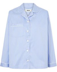 Tekla - Sateen Striped Organic Cotton Pajama Shirt - Lyst