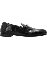 Versace - Embossed Chain Detailed Loafers - Lyst
