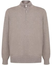 Brunello Cucinelli - Funnel-Neck Knitted Polo Shirt - Lyst