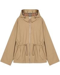 Burberry - Cotton Blend Hooded Jacket - Lyst