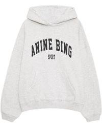 Anine Bing - Harvey Distressed Logo Printed Hoodie - Lyst