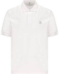 Brunello Cucinelli - Logo Embroidered Short-Sleeved Polo Shirt - Lyst