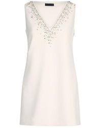 Liu Jo - Short Champagne-Coloured Dress With Bejewelled Embellishment - Lyst