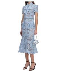 Self-Portrait High Neck Star Lace Dress in White | Lyst