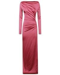 Victoria Beckham - Off-Shoulder Draped Satin Gown - Lyst