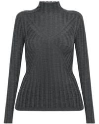 Jil Sander - Sheer Ribbed Turtleneck Knitted Top - Lyst