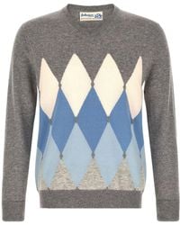 Ballantyne - Diamond Intarsia V-Neck Knitted Sweater - Lyst