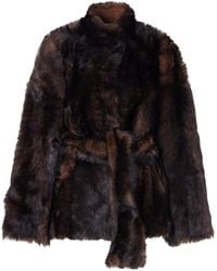 Nour Hammour - Elsa Belted Shearling Jacket - Lyst