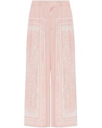 Balmain - Printed Wide Leg Trousers - Lyst