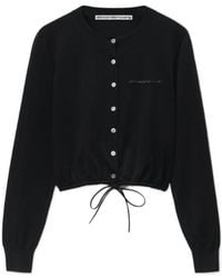 Alexander Wang - Logo-Embroidered Drawstring Cardigan - Lyst