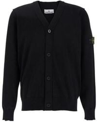 Stone Island - Compass Patch V-Neck Cardigan - Lyst