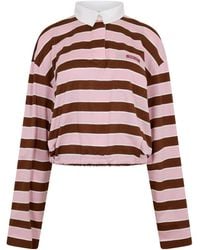Prada - Cropped Long-Sleeve Rugby Polo Shirt - Lyst