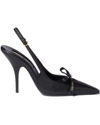 Miu Miu - Leather Slingback Pumps With Bow - Lyst