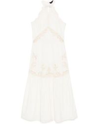 Twinset - Lace-Detailed Halterneck Maxi Dress - Lyst