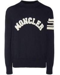 Moncler - Logo Cotton Yarn Crewneck Sweater - Lyst