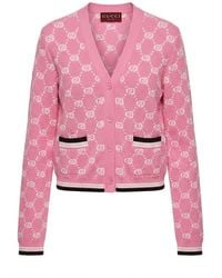 Gucci - Gg Intarsia Knit Cardigan - Lyst