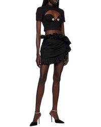 Area - Ruffled Asymmetric Miniskirt - Lyst