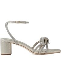 Loeffler Randall - Crystal Embellished Metallic Suede Sandals - Lyst