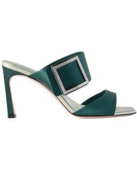 Roger Vivier - Trompette 85 Crystal-Embellished Satin Mules - Lyst