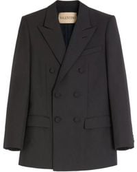 Valentino - Double-Breasted Long-Sleeved Blazer - Lyst