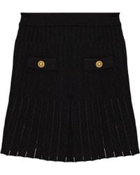 Balmain - Stripe Patterned Textured Mini Skirt - Lyst