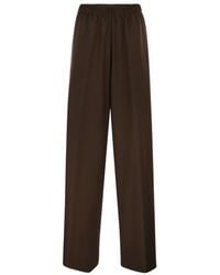 Fabiana Filippi - Wide-Leg Stretch Wool Trousers With Elasticated Waistband - Lyst