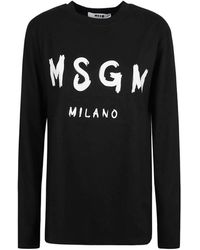 MSGM - Logo Printed Long-Sleeved T-Shirt - Lyst