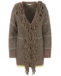 Stella McCartney - V-Neck Long-Sleeved Tweed Cardi-Coat - Lyst