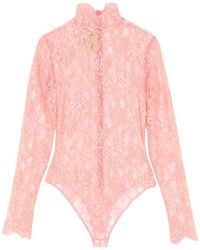 Valentino - Lace Detailed Mock Neck Bodysuit - Lyst