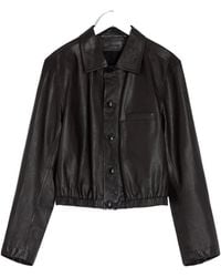 Lemaire - Long Sleeve Buttoned-Up Leather Jacket - Lyst