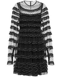 RED Valentino - Point D'Esprit Tulle And Georgette Minidress - Lyst