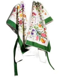 Gucci - Printed Cotton Cape Dress - Lyst