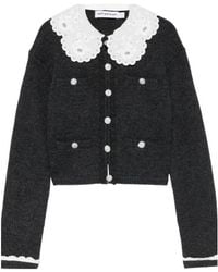 Self-Portrait - Lace-Collar Button Cardigan - Lyst