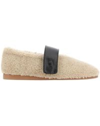 Low Classic - Shearling Strapped Ballerina Flat Shoes - Lyst
