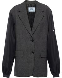 Prada - Single-Breasted Wool And Re-Nylon Jacket - Lyst