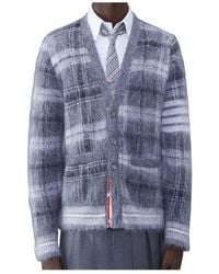 Thom Browne - Textured Tartan Pattern Cardigan - Lyst