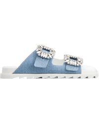 Roger Vivier - Slidy Viv' Strass Buckle Mules - Lyst