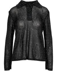 MSGM - Embellished Knitted Polo Shirt - Lyst