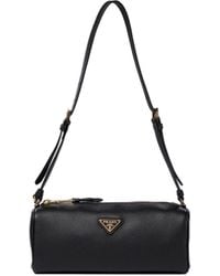 Prada - Logo Plaque Zipped Shoulder Bag - Lyst