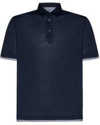 Brunello Cucinelli - Layered Detailed Short Sleeved Polo Shirt - Lyst