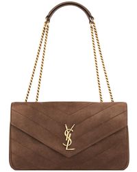 Saint Laurent - Loulou Logo Plaque Medium Shoulder Bag - Lyst