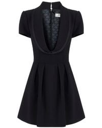 Elisabetta Franchi - Pleated Deep-Neck Dress - Lyst