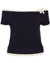 ShuShu/Tong - Bow-Detail Cable-Knit Sweater - Lyst