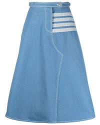Thom Browne - 4-Bar Stripe A-Line Skirt - Lyst