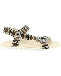 Roger Vivier - Embellished Flat Sandals - Lyst