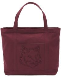 Maison Kitsuné - Maison Kitsuné Fox Head Embroidered Large Tote Bag - Lyst