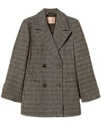 Twinset - Herringbone Double-Breasted Coat - Lyst